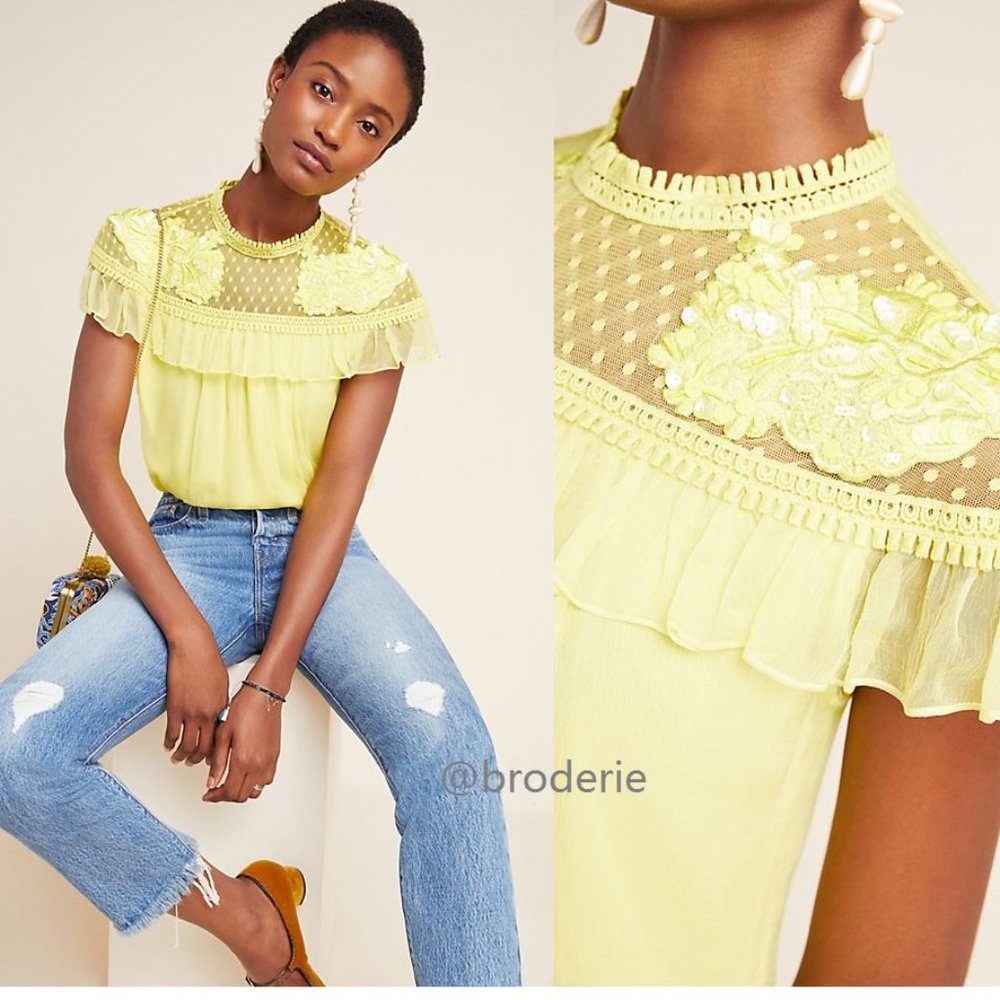 Anthropologie NEVE EMBROIDERED BLOUSE